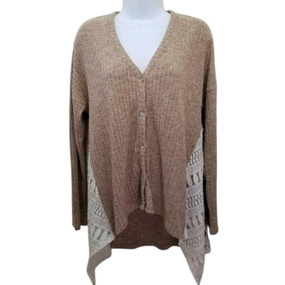 Umgee S Sweater Lace Thin Knit Asymmetrical Hi Low Cardigan Layering Fall Autumn